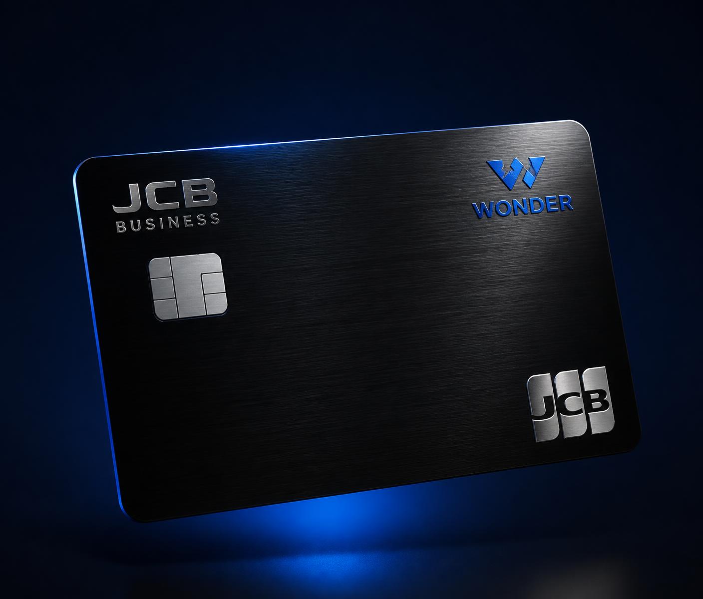 Wonder JCB Metal Card floating against a navy backdrop